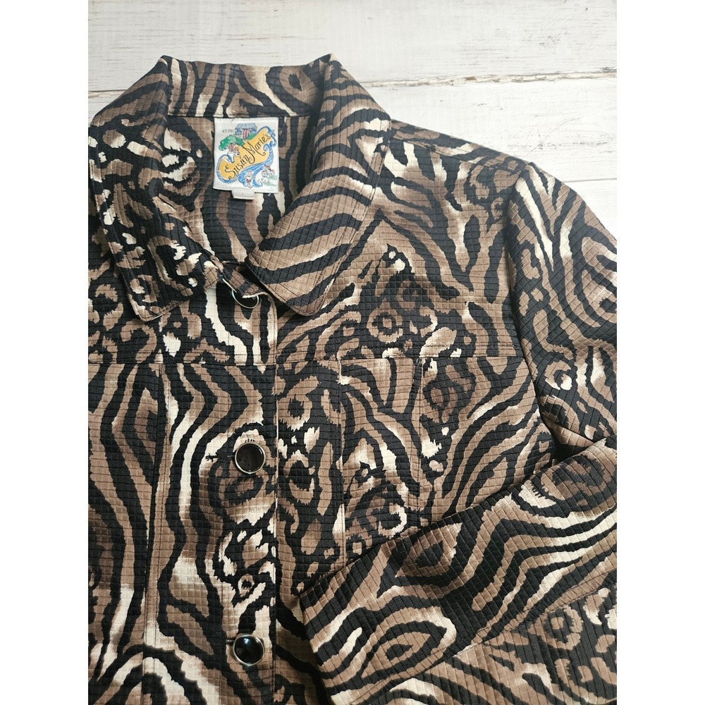 Susan Marie's of Salado Womens L Animal Print Quilted Jacket Brown Black